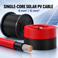 Câble solaire 4mm² 6mm² en cuivre étamé XLPE, fil photovoltaïque monobrin 1500V DC pour systèmes photovoltaïques sur toiture