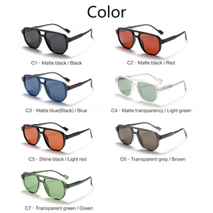 Lunettes de soleil unisexes classiques à double pont, style vintage, carrées, surdimensionnées, monture TR90, verres TAC, polarisées UV400 - Product Image 5