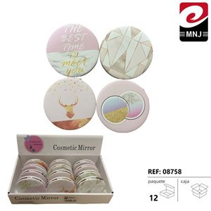 Cosmetic <b>Mirror</b> Compact Round With Pattern Design For Makeup Vanity Use - Product Image 2