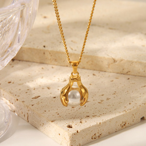 Set di Collane Songfu in Acciaio Inossidabile Placcato <span class=keywords><strong>Oro</strong></span> 18K con Ciondoli a Cuore e Fiore - Product Image 4