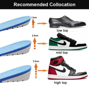 Height Increase Insole Silicone Gel Height Increasing Heel Lift Shoe Insole TPE Elevator Inner Sole Invisible Height Increase Insole Secret Insoles
