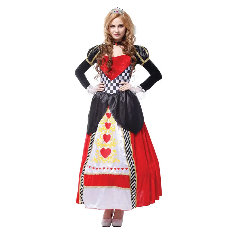 ecoparty Halloween Women Alice Red Queen Costume Evil Naughty Queen of Heart Party Cosplay Outfit Uniform with petticoat