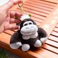 Porte-clés en peluche gorille réaliste mignon, ornement à suspendre pour sac à dos de couple, poupée singe, vente en gros, animal en peluche doux, cadeau pour enfants