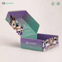 Boîte d'expédition personnalisée pour cosmétiques, imprimée en couleur, en carton ondulé, pour pinceaux de maquillage HONPAK