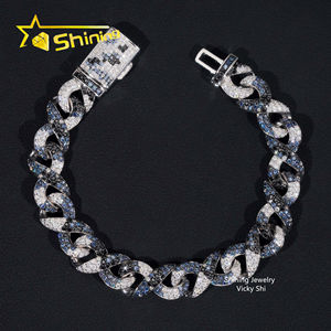 Bracciale cubano Moissanite 925 in argento Sterling ghiacciato misto colore infinito Moissanite - Product Image 1