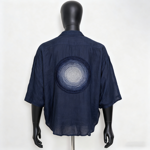 Doger personalizzato da <span class=keywords><strong>uomo</strong></span> in cotone <span class=keywords><strong>e</strong></span> <span class=keywords><strong>lino</strong></span> a righe Jacquard Casual a maniche corte <span class=keywords><strong>camicia</strong></span> ricamata multicolore <span class=keywords><strong>pantaloni</strong></span> - Product Image 2