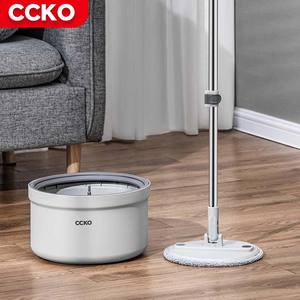 Fregona plana <span class=keywords><strong>de</strong></span> microfibra, accesorio manos libres con cubo, cubo para suelo, gira 360 grados, para limpieza, suelo seco y húmedo, madera dura, color gris y blanco - Product Image 2