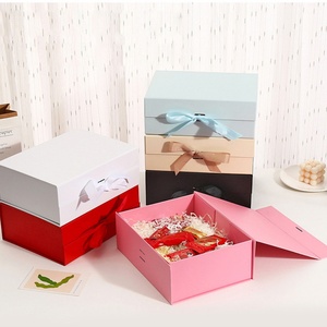 Gift Fold <b>Box</b> Recycled Kraft Folding Gift Packaging Paper <b>Box</b> Manufacturer Folding Gift Paper <b>Box</b> Supplier with Ribbon Bow - Product Image 1