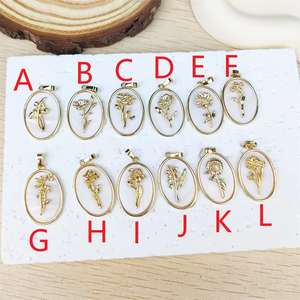 Pendentifs ovales en nacre <span class=keywords><strong>de</strong></span> coquillage blanc naturel, plaqués or 18 carats, motif <span class=keywords><strong>fleur</strong></span> <span class=keywords><strong>de</strong></span> <span class=keywords><strong>naissance</strong></span>, design vintage, pour création <span class=keywords><strong>de</strong></span> bijoux DIY - Product Image 2