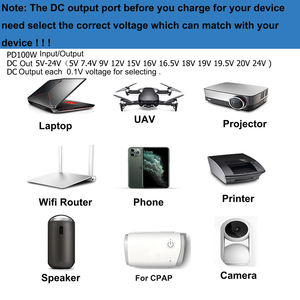 PD100W USB C Power Bank DC 12V 19V 20V <span class=keywords><strong>Batterie</strong></span> <span class=keywords><strong>externe</strong></span> 24V pour CPAP Dashcam MacBook XPS Dell HP iPhone iPad <span class=keywords><strong>Samsung</strong></span> Caméra - Product Image 6