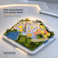 Modèle d'architecture de terrain de jeux extérieur pour enfants en plastique ABS, design moderne, coloré, avec toboggans au sol, structures d'escalade et piscine à balles
