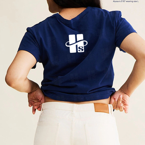 เสื้อยืดคอกลมผ้าฝ้ายระบายอากาศได้ดีสำหรับผู้หญิงเสื้อยืดขอบอกออกแบบได้ตามต้องการ - Product Image 4