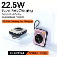 Batterie externe compacte portable 22,5 W à charge ultra-rapide 10000 mAh avec câble et cordon de suspension – Idéal comme cadeau
