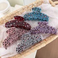 CHUJIAN Pinces à cheveux en acrylique imprimé léopard, très vendues, avec logo estampé or de luxe, pinces requin pour cheveux épais