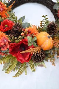 Couronne de fleurs d'automne personnalisée populaire pour Thanksgiving, avec tournesols et citrouilles, à suspendre à la porte - Product Image 5