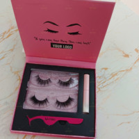 2 paires de bandes de cils Kit avec colle et applicateur de cils Présentation des cils de luxe en faux vison