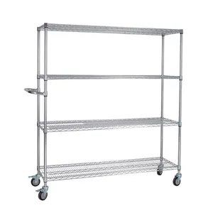 Aangepaste 4 Wiel Opvouwbare Magazijn Zware 1000Kg Platform Gaas Logistiek Rolkar Kooi Trolley