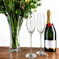 Copas de Champán de Cristal Grabadas Personalizadas, OEM ODM, Hechas a Mano, 210 ml, para Aniversario, Caja de Regalo, Despedida de Soltera, Copa de Champán con Forma de Corazón