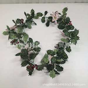 Fanxin Crafts Christmas Garland Artificial Poinsettia And Berries <b>Wreath</b> <b>Decoration</b> For Home Holiday Decor - Product Image 3