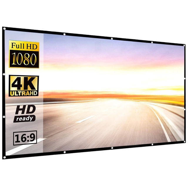 For Portable 100/120/150inch 16:9 Polyester Matt White Grey Outdoor Movie Screen Travel Home Theater DLP Projector