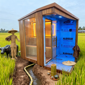 Cabine de sauna carrée en bois pour 4 personnes, prix le plus bas, sauna extérieur en forme de baril avec système de contrôle informatique et poêles électriques en option - Product Image 4