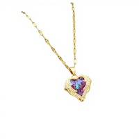 Collar con Colgante de Zirconia en Forma de Corazón Oceánico, de Moda y en Oferta, con Alas Coloridas, Cadena de Eslabones Chapada en Oro, de Acero Inoxidable para Mujer, Marca LUOYUNE