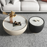 Table basse d'appoint ronde en bois pour intérieur, style luxe léger, moderne et minimaliste, nordique, pour salon, petit appartement, hôtel