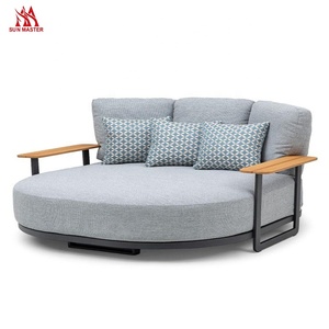 Nueva Cama de Jardín de Aluminio para Exteriores, <span class=keywords><strong>Tumbona</strong></span> <span class=keywords><strong>Redonda</strong></span> de Madera de Teca para Hotel con Toldo, Muebles de Comedor para Patio - Product Image 2