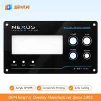 Fabricant de panneaux frontaux en acrylique sur mesure OEM, découpe CNC, bord poli, panneau sérigraphié pour équipement industriel