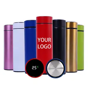 individuelles logo 500 ml vakuum-isolierter intelligenter wasserbecher edelstahl-thermosflasche mit digitaler led-temperaturanzeige