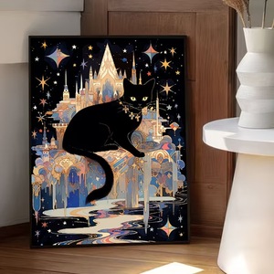 Kit <span class=keywords><strong>di</strong></span> Pittura Diamantata Creativa SONGWOO, Tema <span class=keywords><strong>Palazzo</strong></span> Celestiale Stellato con Gatto Nero - Product Image 1