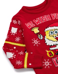 Custom FNJIA Christmas Sweater Manufacturer 2025 New Design <strong>SpongeBob</strong> <strong>Pattern</strong> Cartoon Jacquard Knitwear Xmas Jumper Sweater - Product Image 2