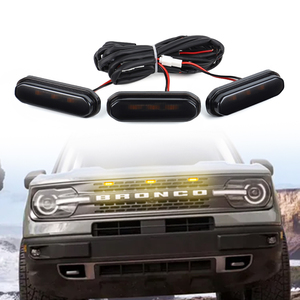 Luci LED per Griglia Anteriore per <span class=keywords><strong>Ford</strong></span> Bronco <span class=keywords><strong>Sport</strong></span> 2021 2022 2023 Kit Lampade Griglia con Illuminazione Ambra e Cablaggio - Product Image 1