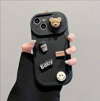 En gros Nouveau Café Ours En Trois Dimensions Ondulé Fenêtre Coulissante Téléphone étui pour iphone 17 16 15 14 13 Pro Max Anti-chute Étui Souple