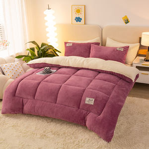 طقم سرير لحاف من الفانيلا السميك الدافئ لغرف النوم بسعر الجملة طقم لحاف مخملي من الصوف الصناعي شيربا مريح قماش صوف الغنم أطقم لحاف مفارش سرير - Product Image 3