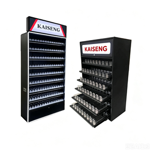 Rak <span class=keywords><strong>Display</strong></span> Tembakau Berdiri Lantai Berlapis Logam Dengan Kabinet Penyimpanan Bawah Untuk Rokok, Snus, Kantong Kopi, <span class=keywords><strong>Display</strong></span> Ritel - Product Image 4
