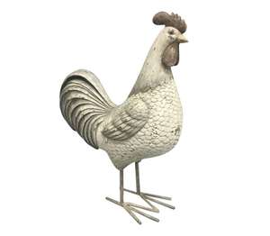 Figurine di animali in poliresina/resina 10 "campagna in piedi gallo di pollo figurina di gallo statua di animali da fattoria, grigio Beige - Product Image 1