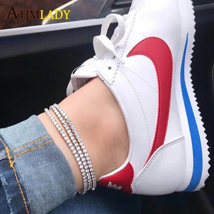 <span class=keywords><strong>Tobillera</strong></span> Delgada con Circonitas Brillantes Estilo Punk para Mujer, Plateada, Ajustable, Antideslustre, Regalo, Joyería de Moda para Uso Diario/Urbano - Product Image 1