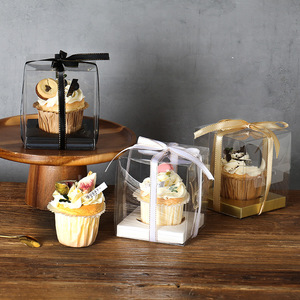 Boîte individuelle <span class=keywords><strong>transparente</strong></span> en plastique PET pour desserts, pâtisseries, cupcakes et muffins, avec support en papier intégré, idéale pour les fêtes - Product Image 5