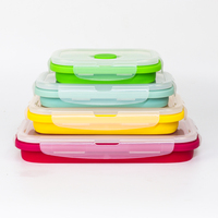 Boîte à lunch pliable en silicone de qualité alimentaire, 350 ml, compatible micro-ondes, écologique, sans BPA, conteneur de rangement pliable