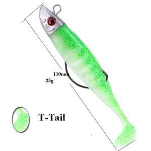 Pour LUTAC 110mm 25g basse truite <span class=keywords><strong>brochet</strong></span> <span class=keywords><strong>hiver</strong></span> mer <span class=keywords><strong>leurre</strong></span> artificiel PVC <span class=keywords><strong>souple</strong></span> appât avec tête de plomb et queue en T pour la pêche en rivière - Product Image 5