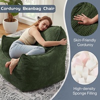 Fauteuil pouf géant pour adultes, fauteuils pouf en velours côtelé de grande taille pour adolescents avec accoudoirs, canapé pouf confortable pour adultes