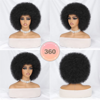 Perruque Afro Européenne et Américaine Transfrontalière en Fibre Haute Température Respirante Transparente, Longue et Lisse, Petites Boucles Africaines Volumineuses