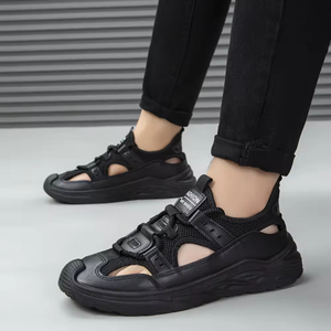 Men's New Summer Outdoor Sandals Breathable Closed-Toe Beach Shoes Height Increasing Non-Slip Hollow <b>Clogs</b> Driving - Product Image 3