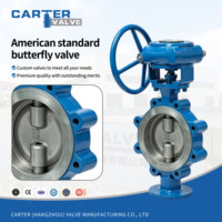 Válvula de Mariposa ANSI WCB CF8 SS316 Tipo Wafer con Brida de Engranaje Manual, Sellado Suave Concéntrico para Agua y Gas, API 3A/DIN/ISO Clase 150/Clase 300