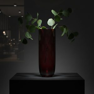 <span class=keywords><strong>Vase</strong></span> <span class=keywords><strong>en</strong></span> <span class=keywords><strong>verre</strong></span> rouge profond artistique, transparent, avec gravure <span class=keywords><strong>de</strong></span> veines <span class=keywords><strong>de</strong></span> feuille, <span class=keywords><strong>forme</strong></span> cylindrique <span class=keywords><strong>en</strong></span> U, élégant accent <span class=keywords><strong>de</strong></span> table, <span class=keywords><strong>grand</strong></span> <span class=keywords><strong>vase</strong></span> pour villa - Product Image 2