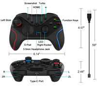 Contrôleur de jeu sans fil longue durée de vie de la batterie double moteur avec manettes de vibration réglables pour commutateur Nithendo
