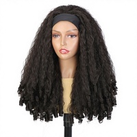 Perruques Afro Yaki Kinky Curly pour femmes noires, longues, avec bandeau, synthétiques, classiques, rebondissantes, moelleuses, résistantes à la chaleur, sans colle