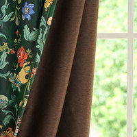 Rideaux occultants William Morris Acanthus Vert Forêt Doré Plissés pour Salon, Vente en Gros au Mètre