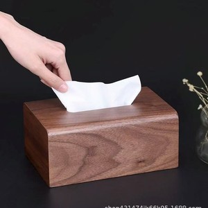 Caja de pañuelos de madera de nogal negro simple, adecuada para almacenamiento en oficinas, hogares y salas de estar. - Product Image 2